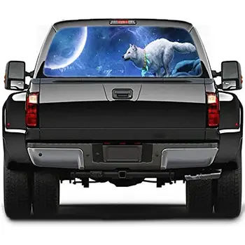 Арктика вълк Стикер на колата 3D Вълк декор на задното стъкло на Задната част на стикер на прозореца на камиона Стикер на задното стъкло Wolf за автомобил, камион suv, ван, Unive