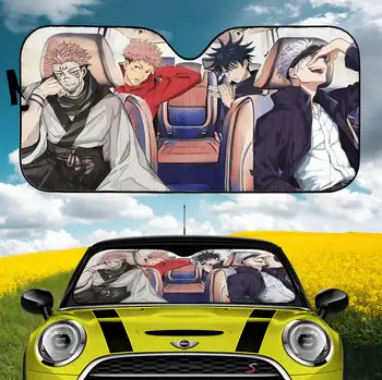 Джиу-джицу Кайсен Сатору Сукуна Мегуми и Yuji от аниме, управление на автомобил, автоматични слънчеви очила