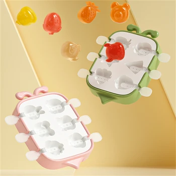 Мультяшная силиконова форма за сладолед с капак, заек, мече, popsicle, форма за кубчета лед, кухненски принадлежности за сирене
